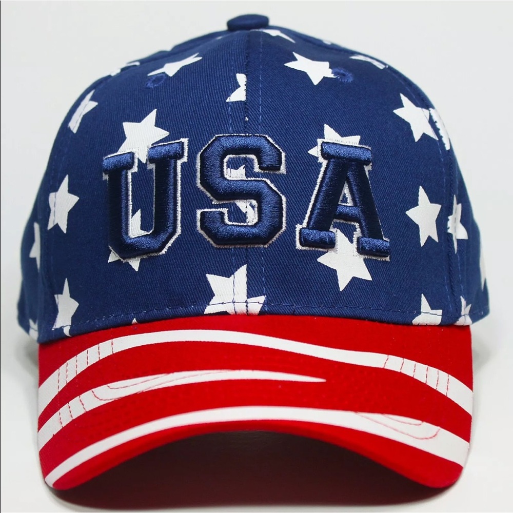 USA American Flag Cap Embroidered  letters Stripes